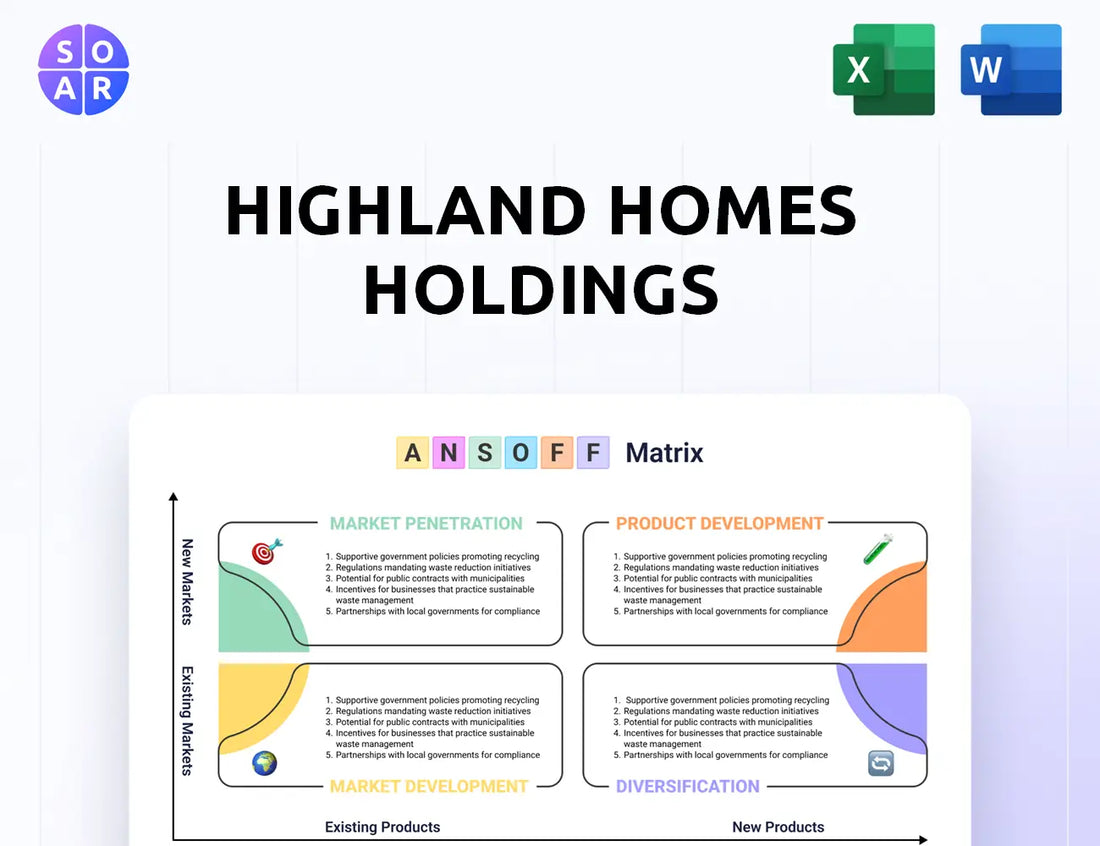 Highland Homes Holdings Ansoff Matrix